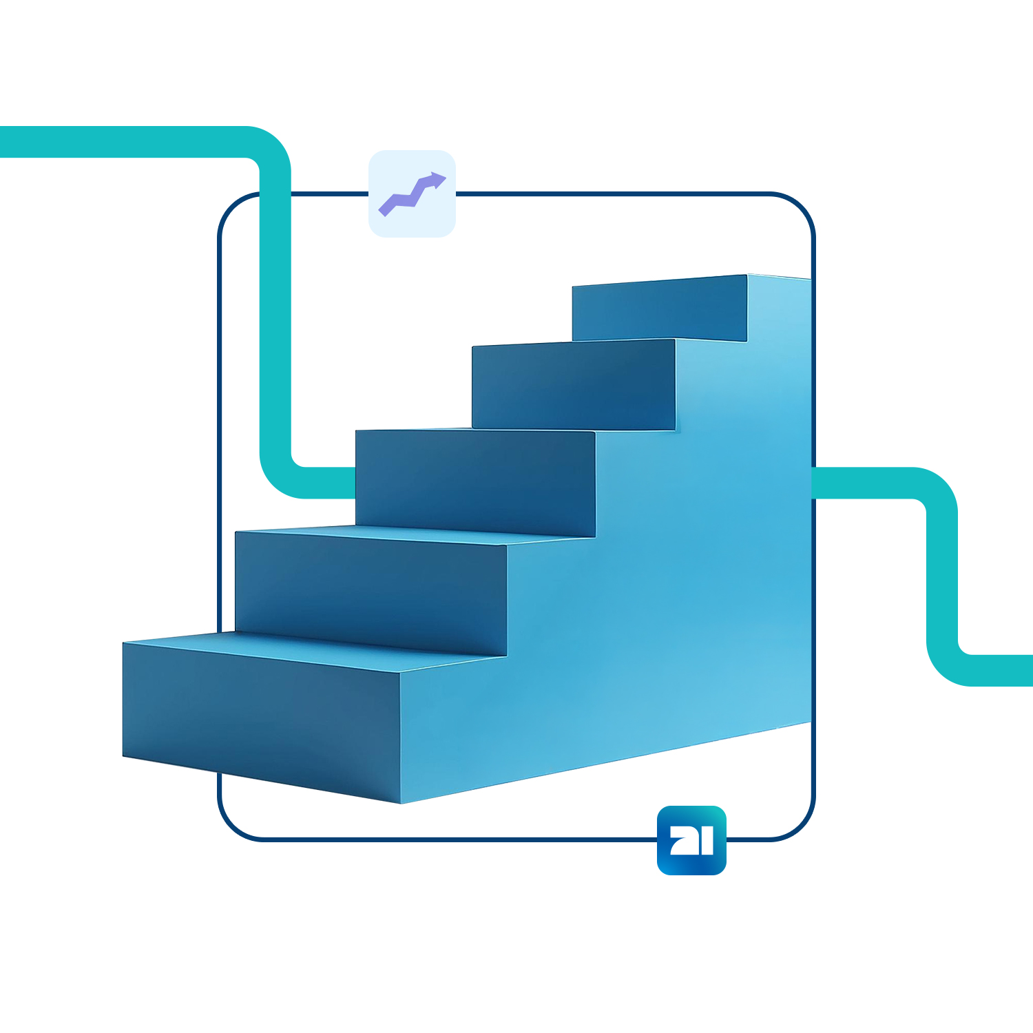 A rising staircase representing compounding growth