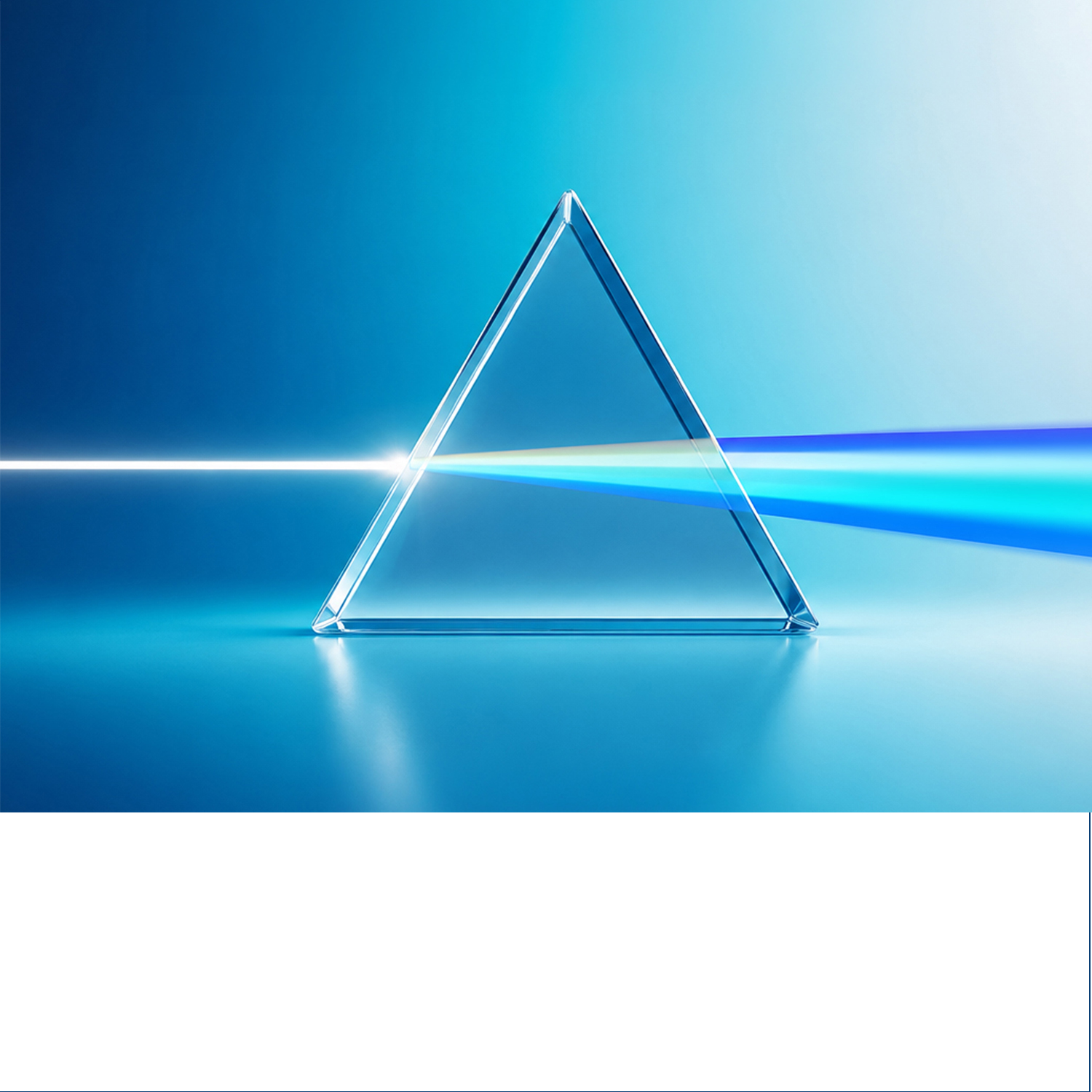 A glass prism splitting a beam of light into a spectrum